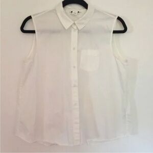 White Button Down ASOS Monki Pocket Collar Sleeveless Tank [Small]